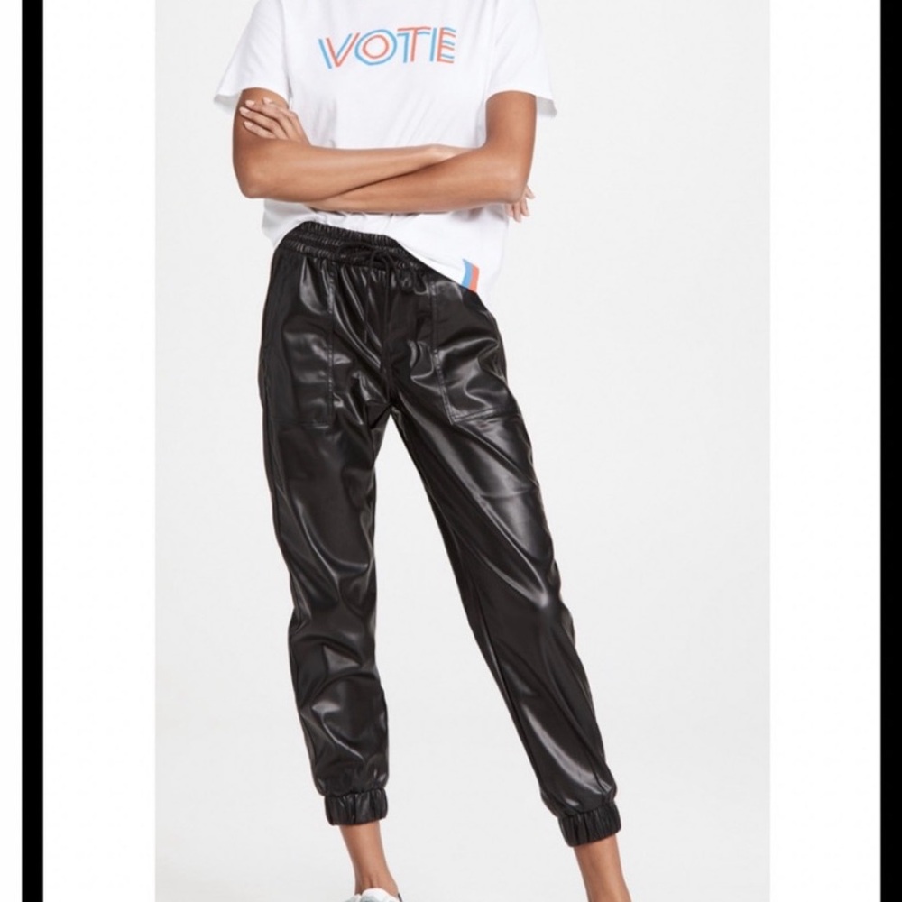 Blank Black Faux Leather Joggers